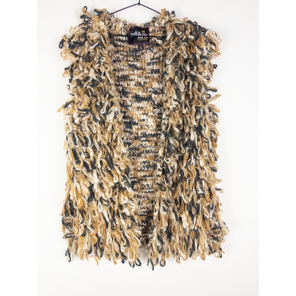 Iris Apfel Loopy Yarn Vest Womens S Fuzzy Open Front Rara Avis Sleeveless